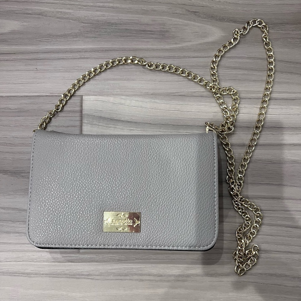 Nanette Lepore Gray Crossbody Bag with Gold Chain